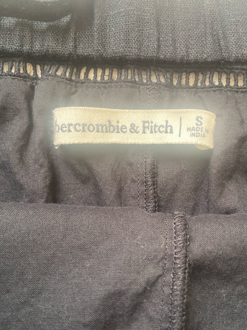 Abercrombie & Fitch Linen Cotton Trapeze Skort Day Mini Black Dress pockets - Picture 7 of 9